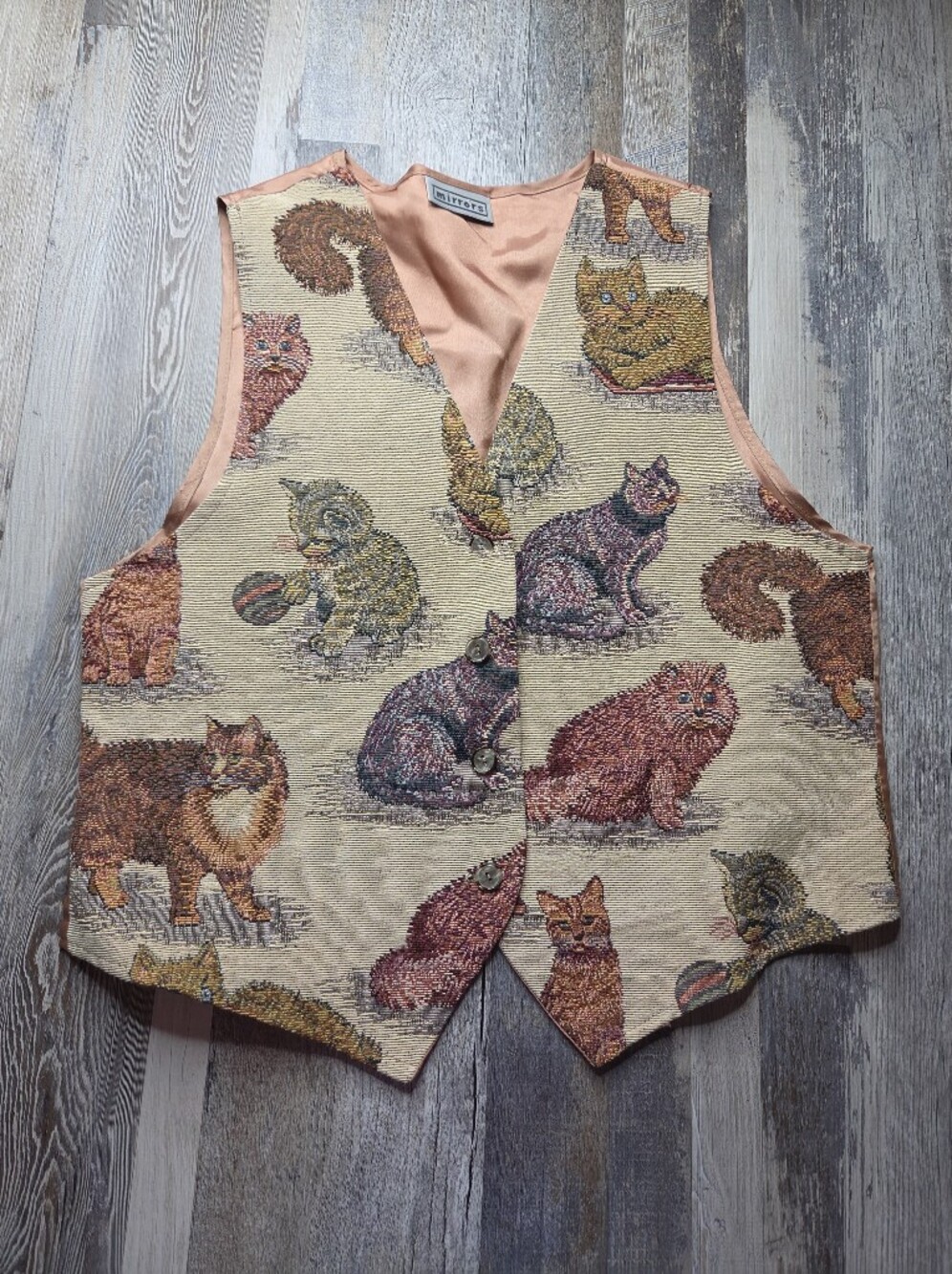 Vintage Cat Vest Facets By Mirrors Women's Medium Tapestry